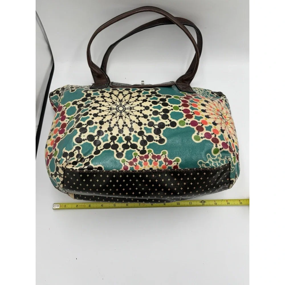 Fossil‎ KEY-PER Key Per Kaleidoscope Coated Canvas Shoulder Tote Purse Teal